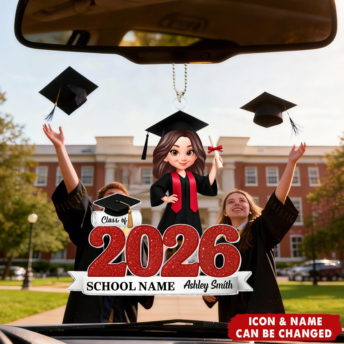 Class Of 2026 Senior - Personalized Acrylic Car Ornament - Gift For Senior