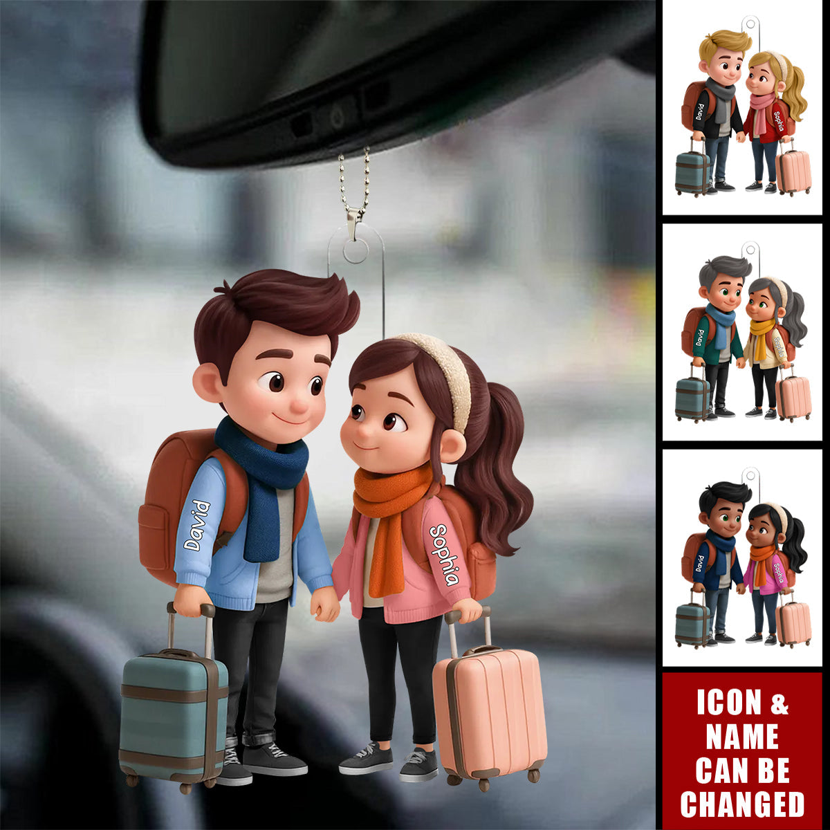 Personalized Travel Car Ornament For Adventure Couple - Perfect Gift For Him, For Her