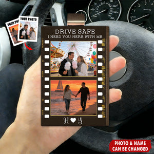 Drive Safe, I Love You - Personalized Wooden Photo Car Visor Clip