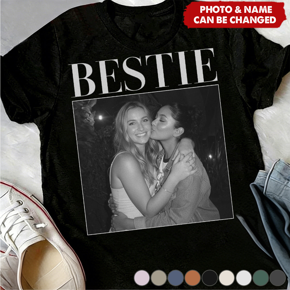 Bestie - Vintage Version - Personalized Photo Comfort Tee