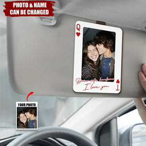 King & Queen Custom Couples Photo Drive Safe I Love You We're A Perfect Pair - Personalized Wooden Photo Car Visor Clip