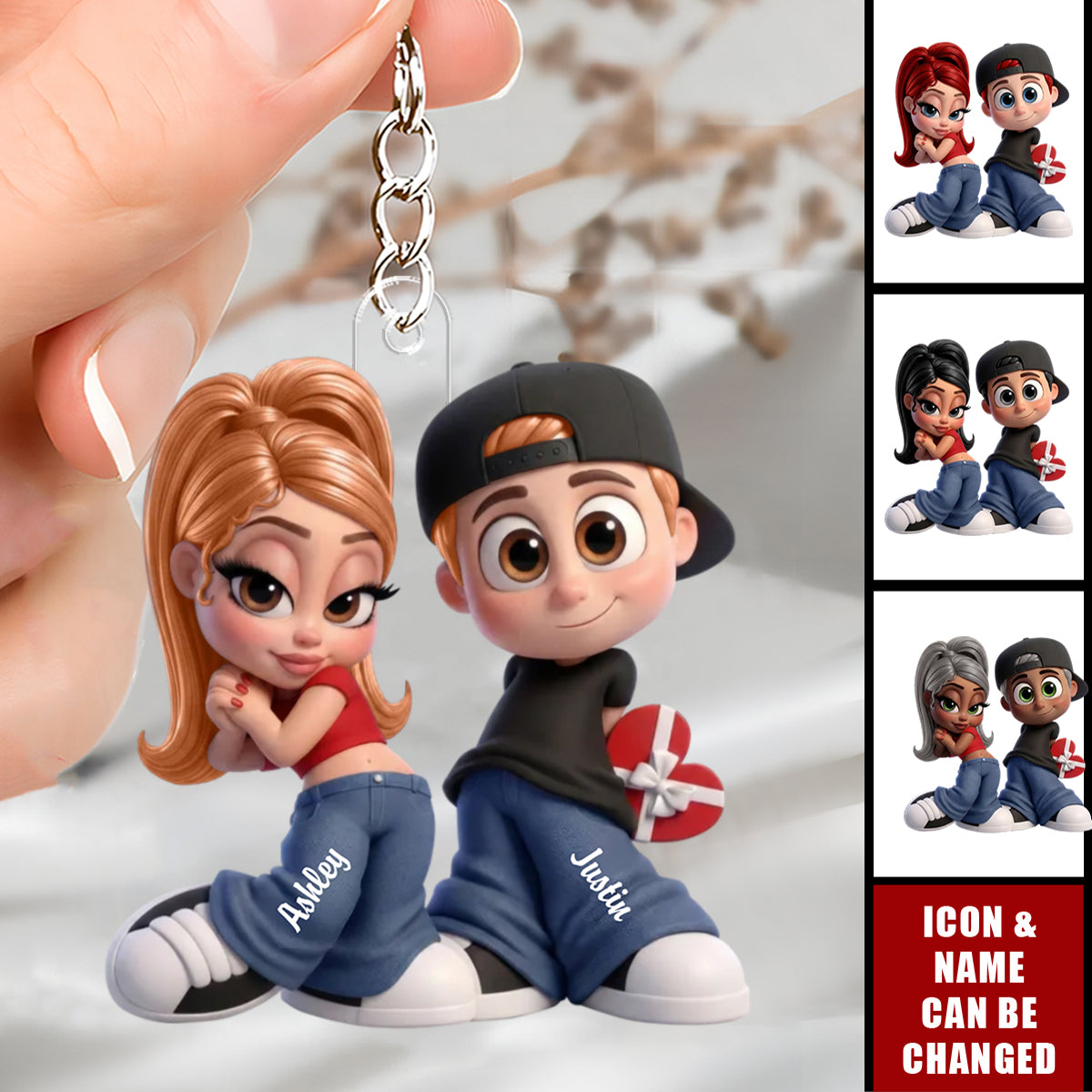 Y2K Couple - Personalized Keychain - Sentimental Valentine's Day Gift for him, for her