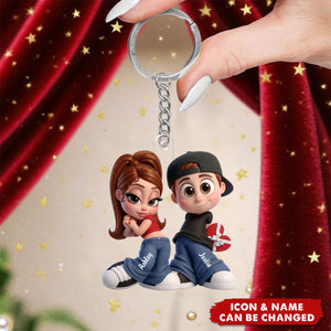 Y2K Couple - Personalized Keychain - Sentimental Valentine's Day Gift for him, for her