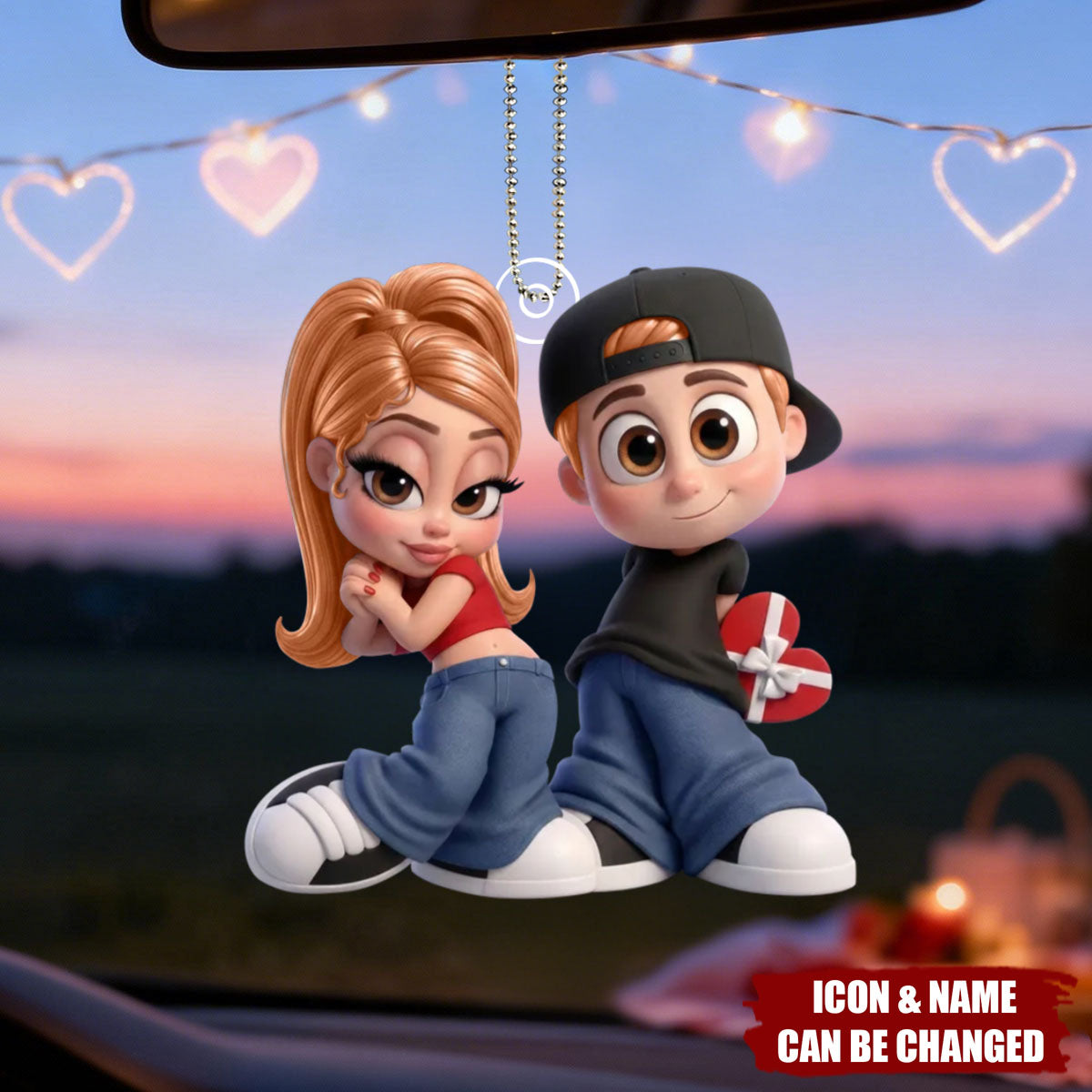 Y2K Couple - Personalized Car Ornament - Sentimental Valentine's Day Gift for him, for her