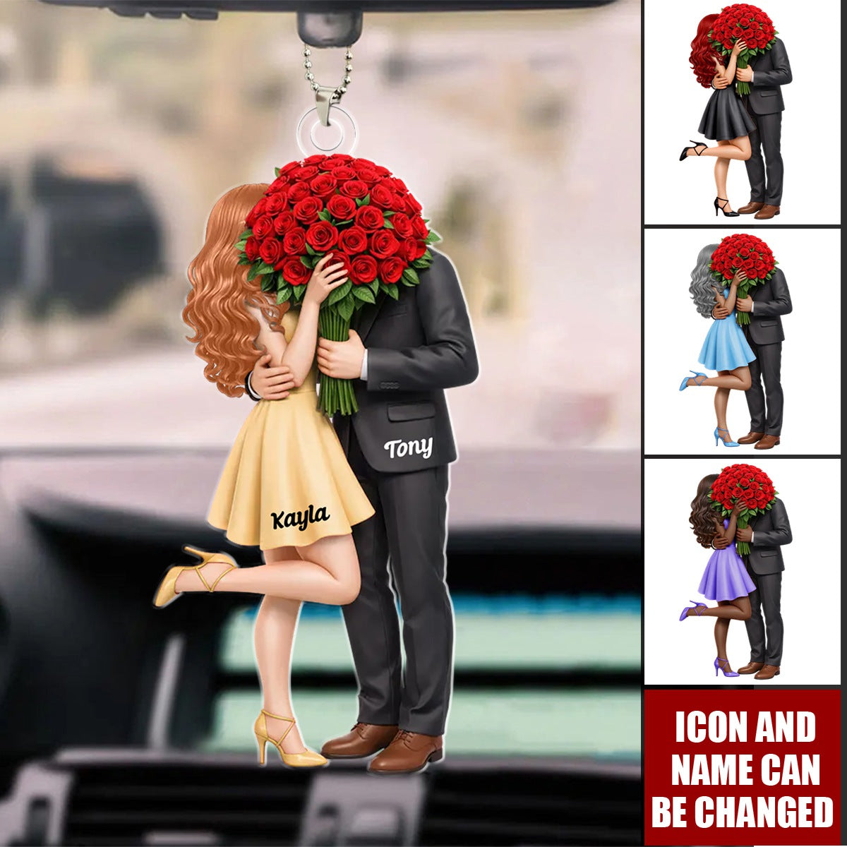 Forever Without Saying a Word Elegant Couple - Personalized Car Ornament - Valentine's Gift For Him, For Her, For Couple