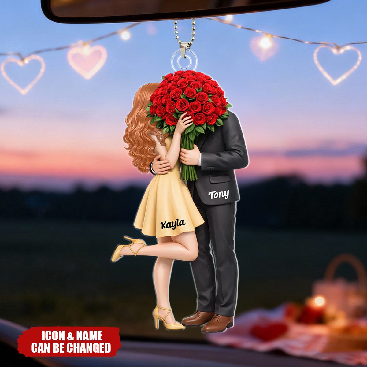 Forever Without Saying a Word Elegant Couple - Personalized Car Ornament - Valentine's Gift For Him, For Her, For Couple