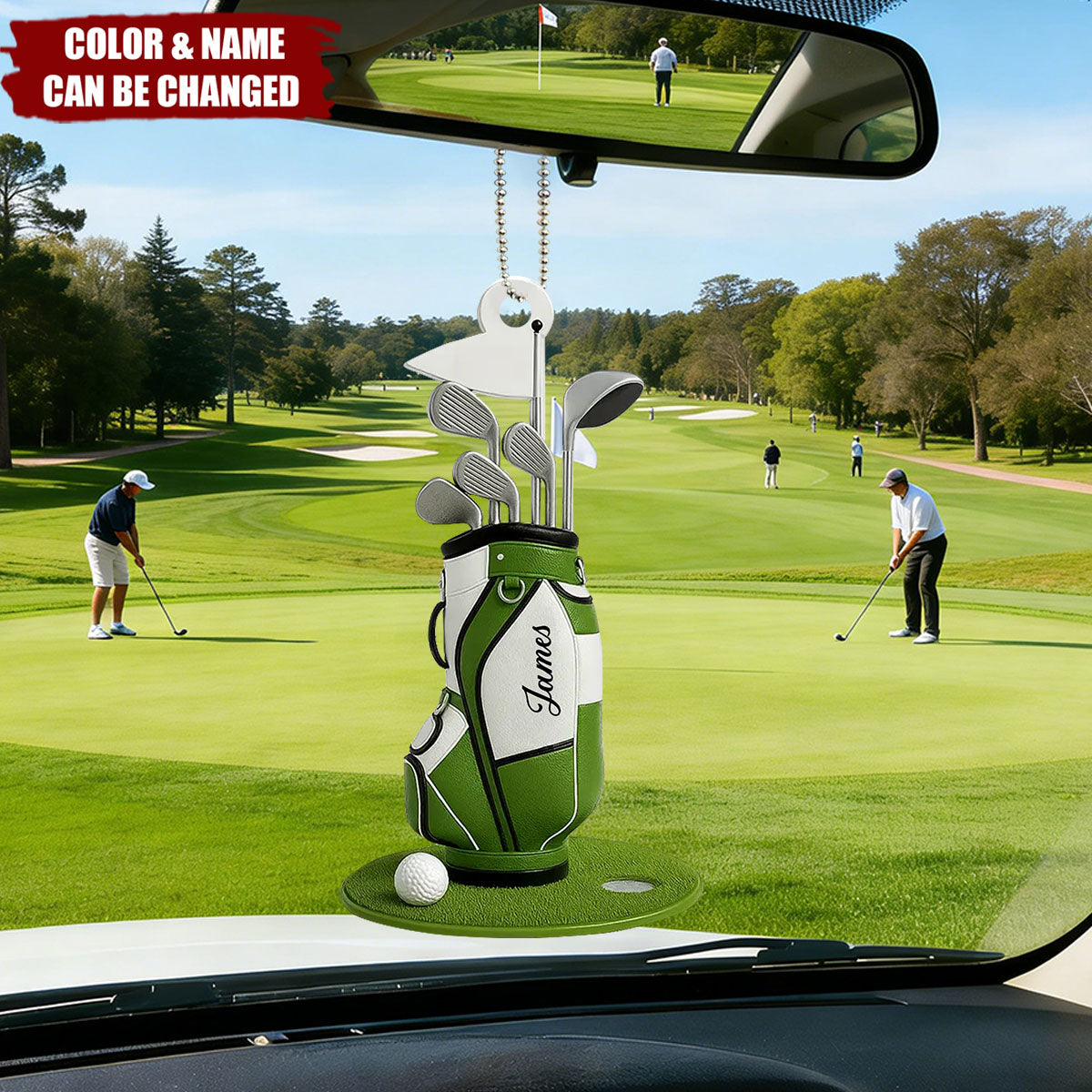 Colorful Golf Bag - Personalized Acrylic Car Ornament - Gift for Golf Lovers