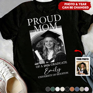 Custom Graduation Shirt Proud Family Of Graduate 2026 Senior Picture Grad Tee - Personalized Photo Comfort Tee