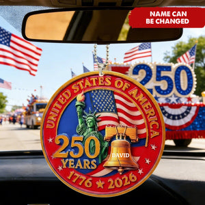 USA 250th Anniversary Car Ornament, 1776-2026 Liberty Bell Decoration, Patriotic Car Ornament