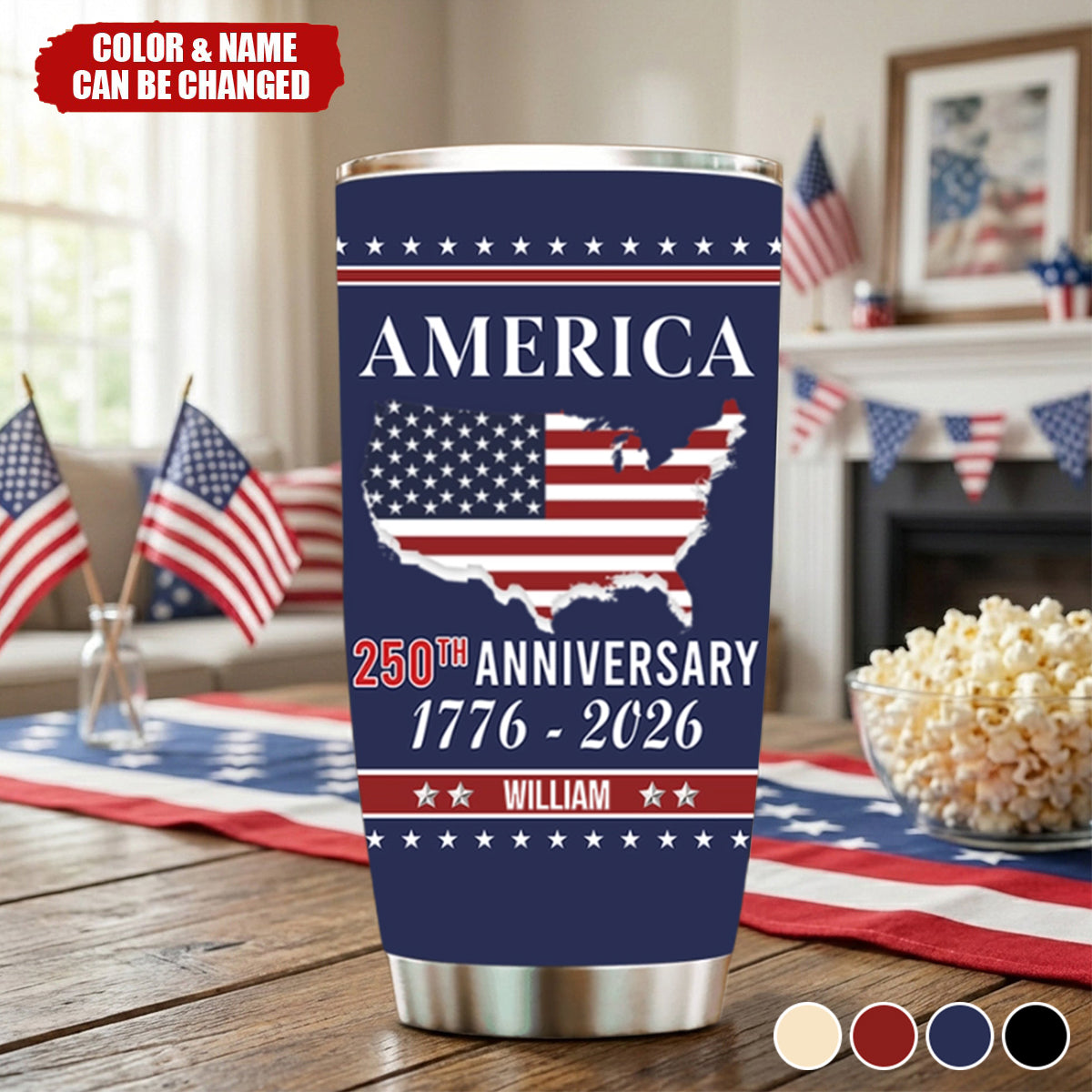 Personalized Family Name America 250th Anniversary Tumbler