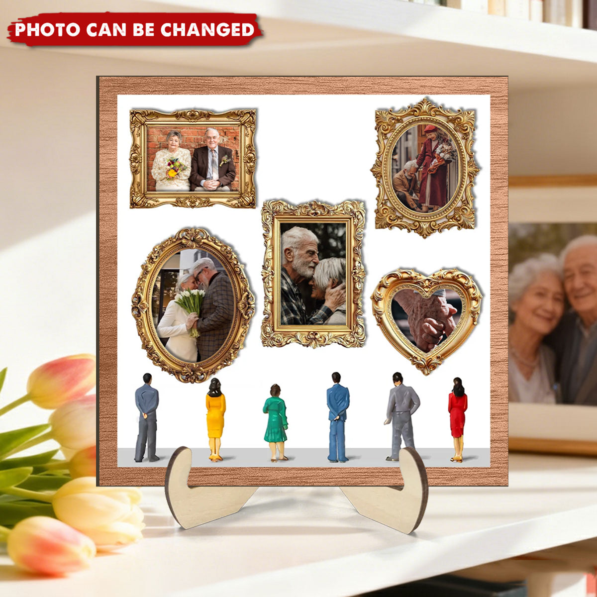 Custom Couple Photos Eternal Love As Art Gallery In Museum Exhibition - Personalized 2-Layered Wooden Plaque