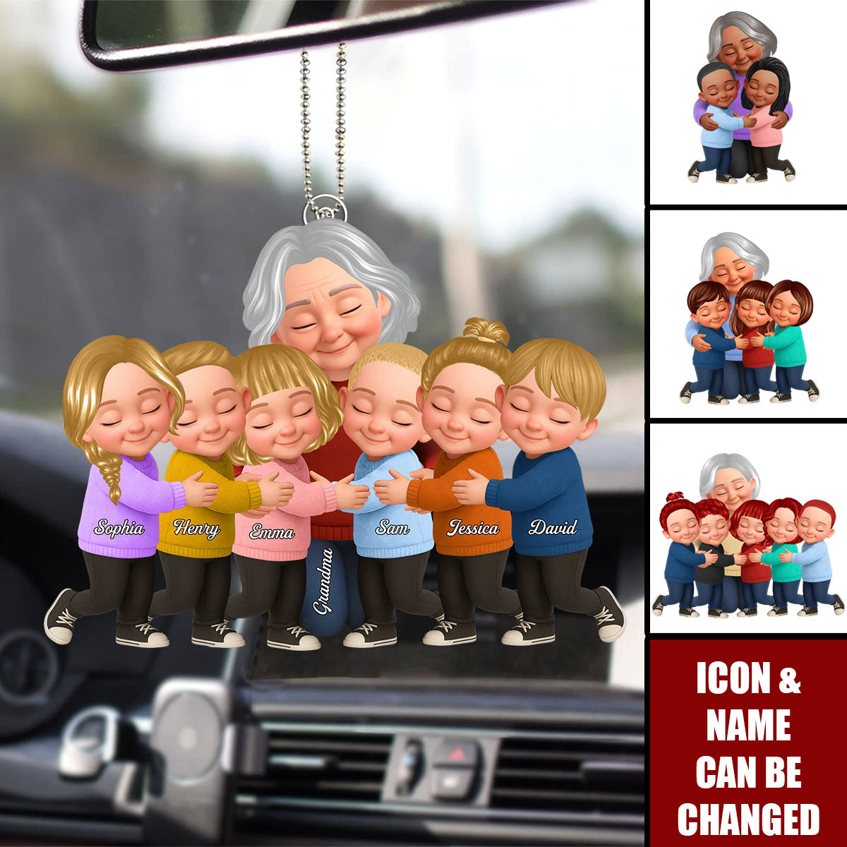 Grandma And Grandkids Personalized Car Ornament