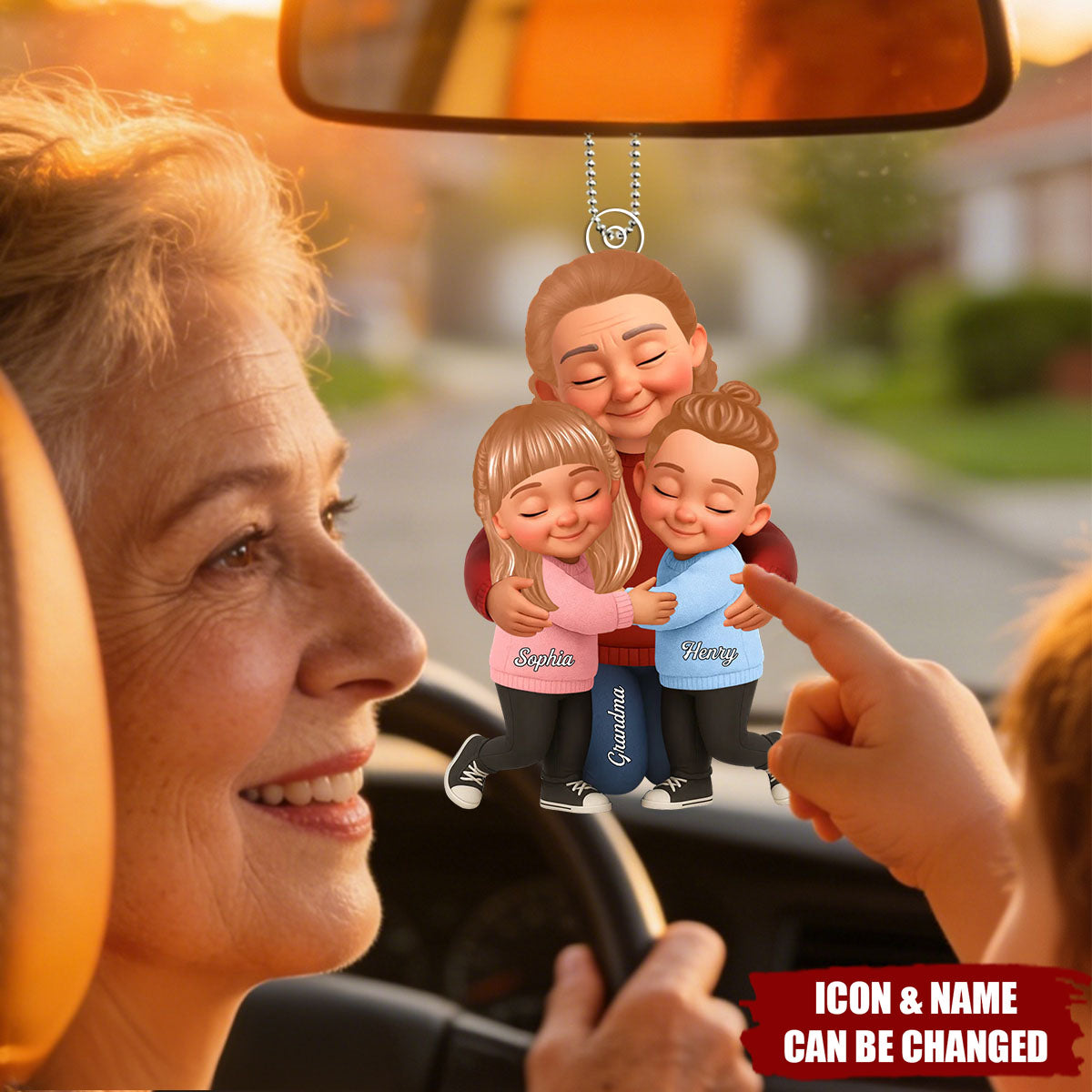 Grandma And Grandkids Personalized Car Ornament