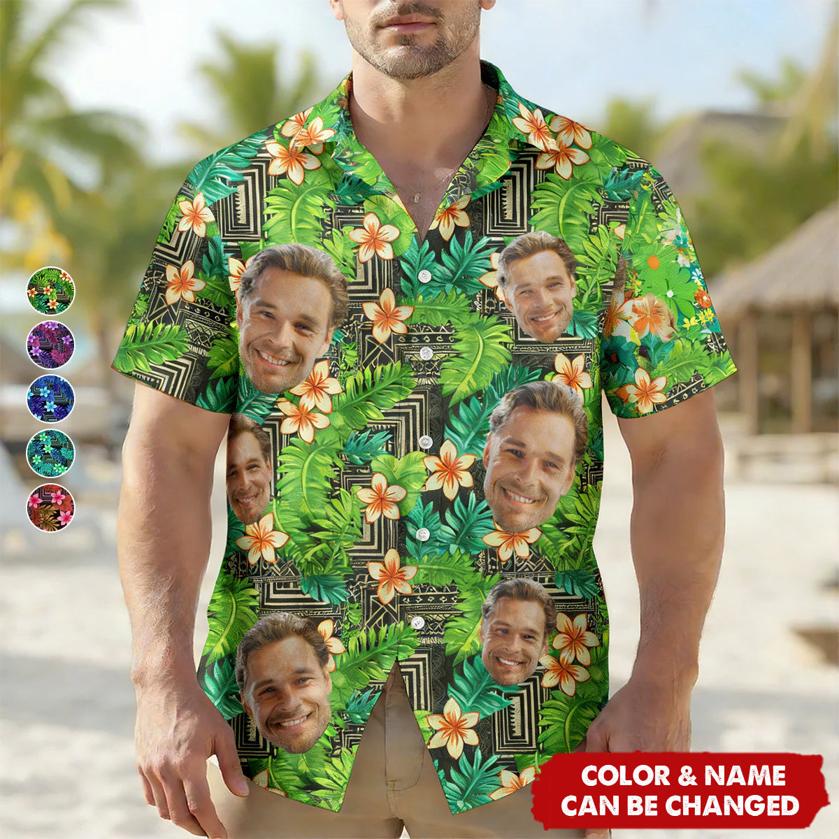 Kapa Hawaiian Pattern Tropical Aloha Shirts With Face - Custom Photo Hawaiian Shirts
