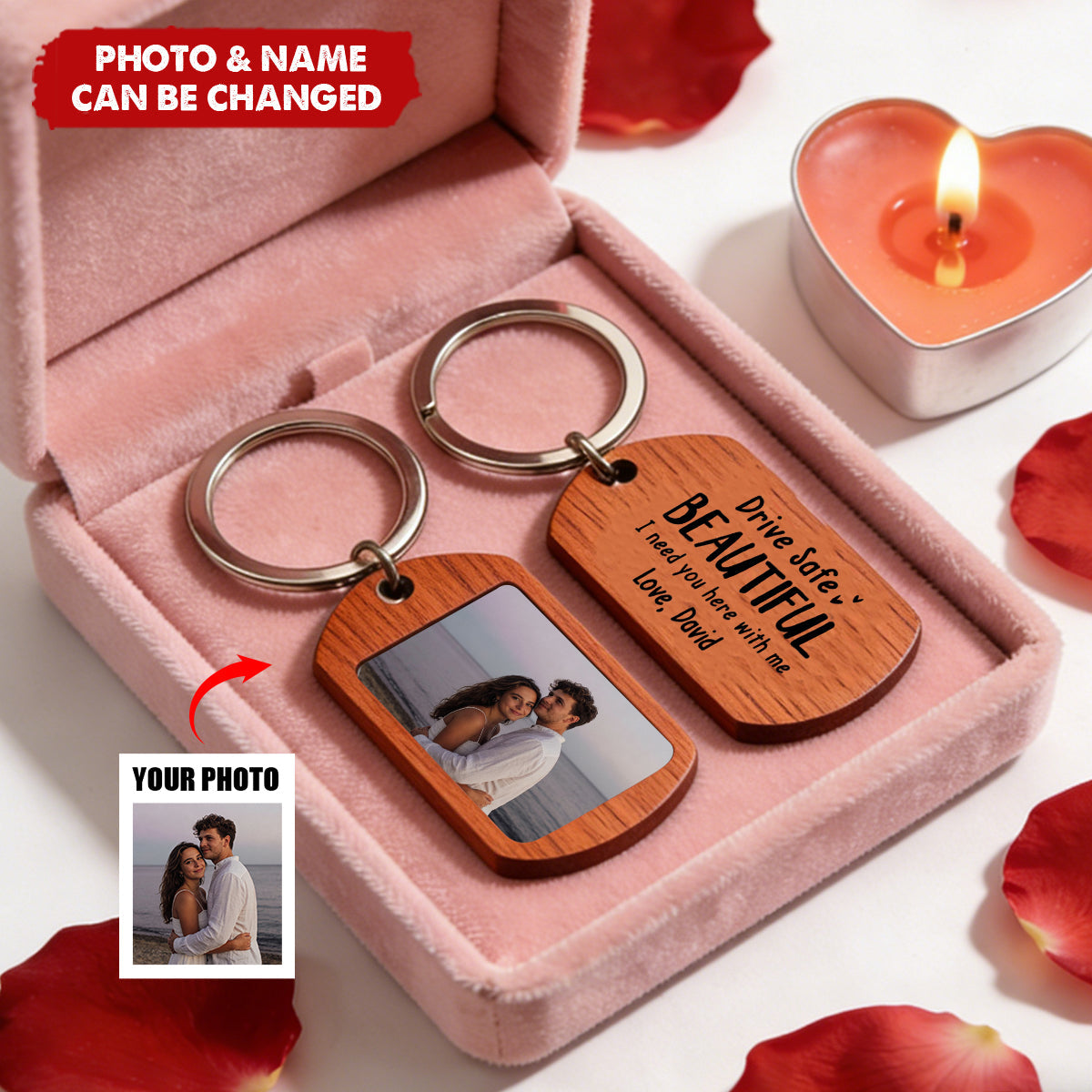 Custom Photo Wooden Keychain - Anniversary Wedding Gifts For Husband And Wife - You Make Moments Matter