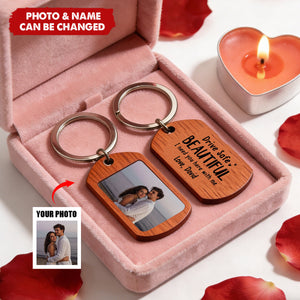 Custom Photo Wooden Keychain - Anniversary Wedding Gifts For Husband And Wife - You Make Moments Matter