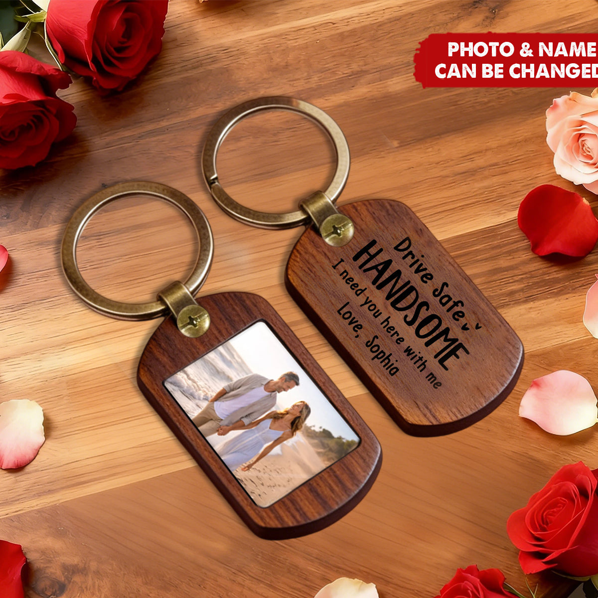 Custom Photo Wooden Keychain - Anniversary Wedding Gifts For Husband And Wife - You Make Moments Matter