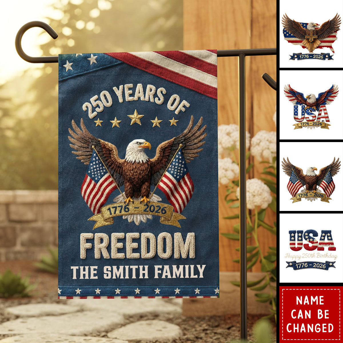 250th Anniversary USA Patriotic Faux Pattern - Personalized Flag