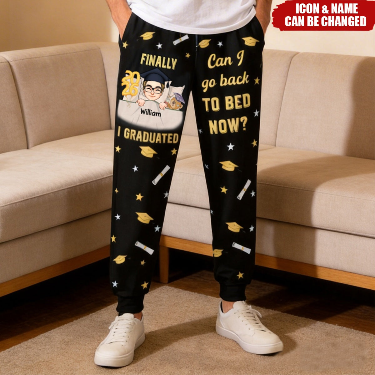 Graduation Gift I Graduated Can I Go Back To Bed - Personalized Sweatpants, Lounge Pants With Pockets