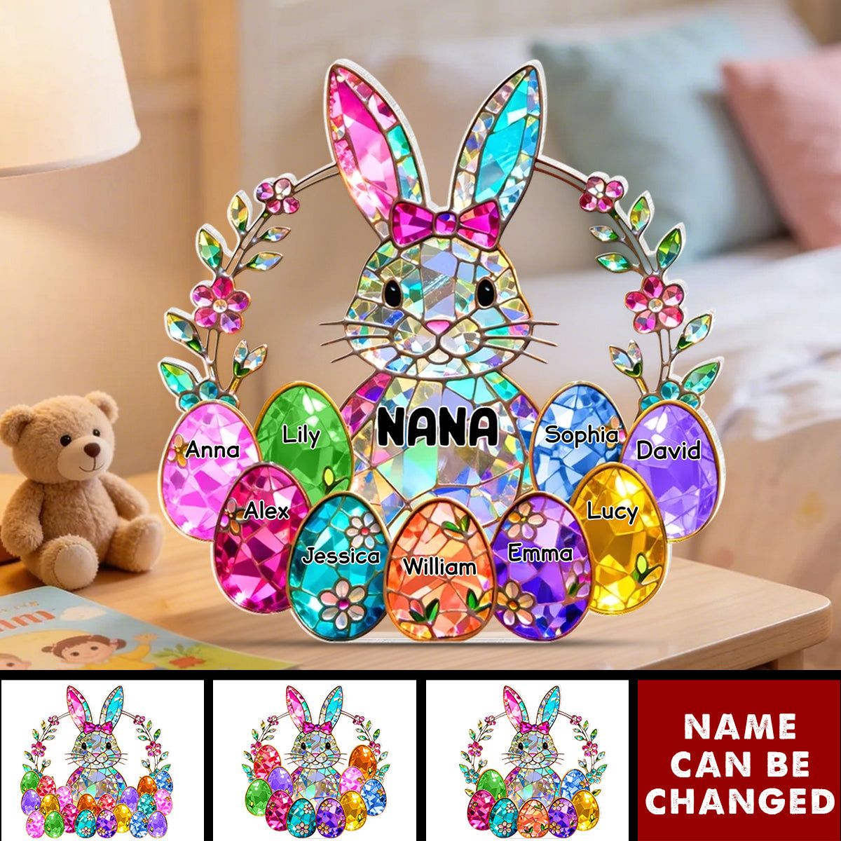 Bunny Grandma Easter Gift - Personalized Acrylic Block Plaque - Easter Decor for Grandma