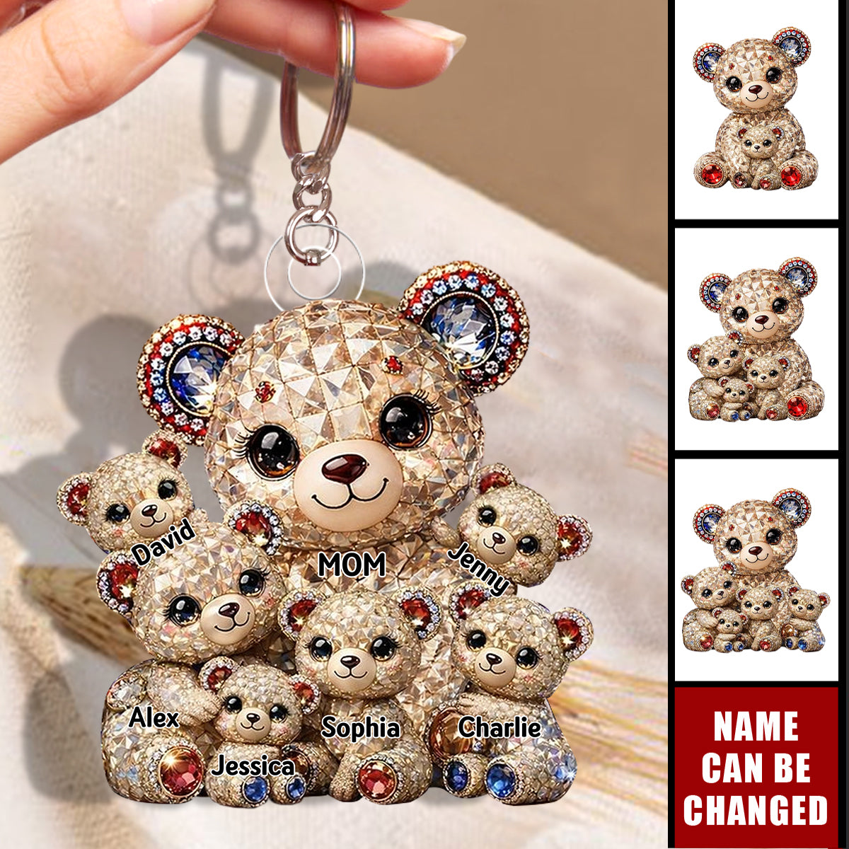 Mother Bear x America 250th Anniversary Acrylic Keychain - Personalized Gifts For Mothers