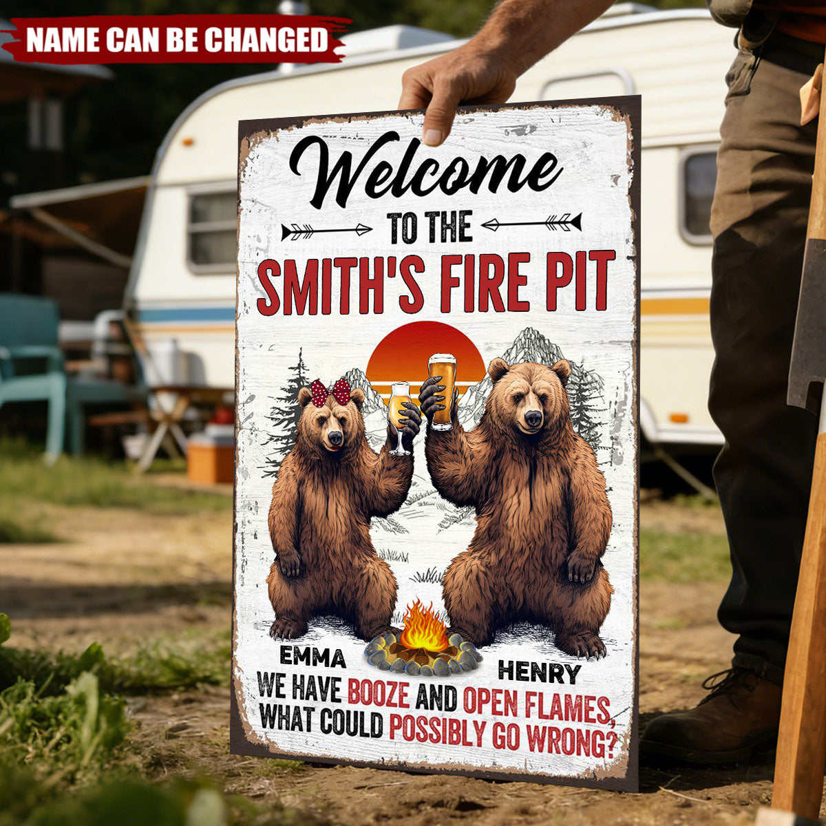 We Have Booze And Open Flames - Personalized Metal Sign