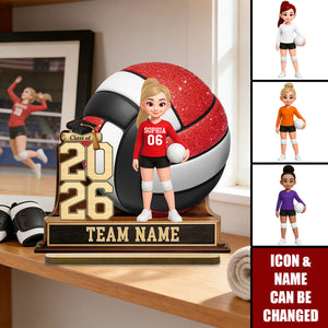 Volleyball Senior Keepsake - Personalized 2-Layered Wooden Plaque - Graduation Gift For Daughter, Graduates, Class of 2026