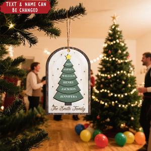 Christmas Tree Built Family Love Personalized 2-Layered Wooden Ornament