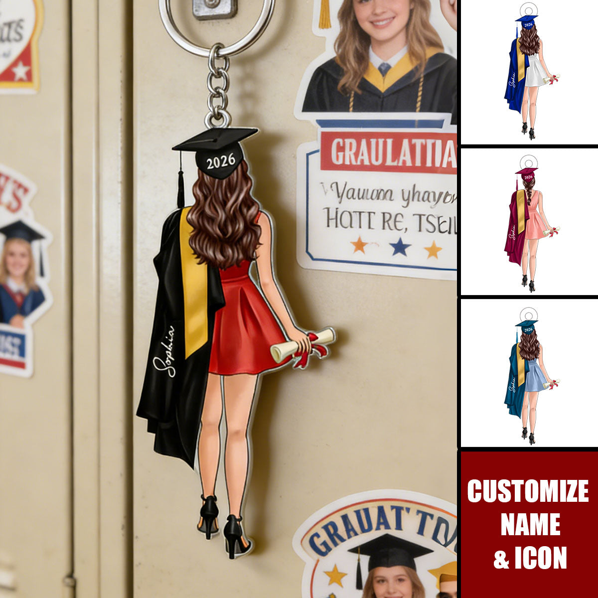Class Of 2026 Senior Back View Graduation Personalized Acrylic Keychain