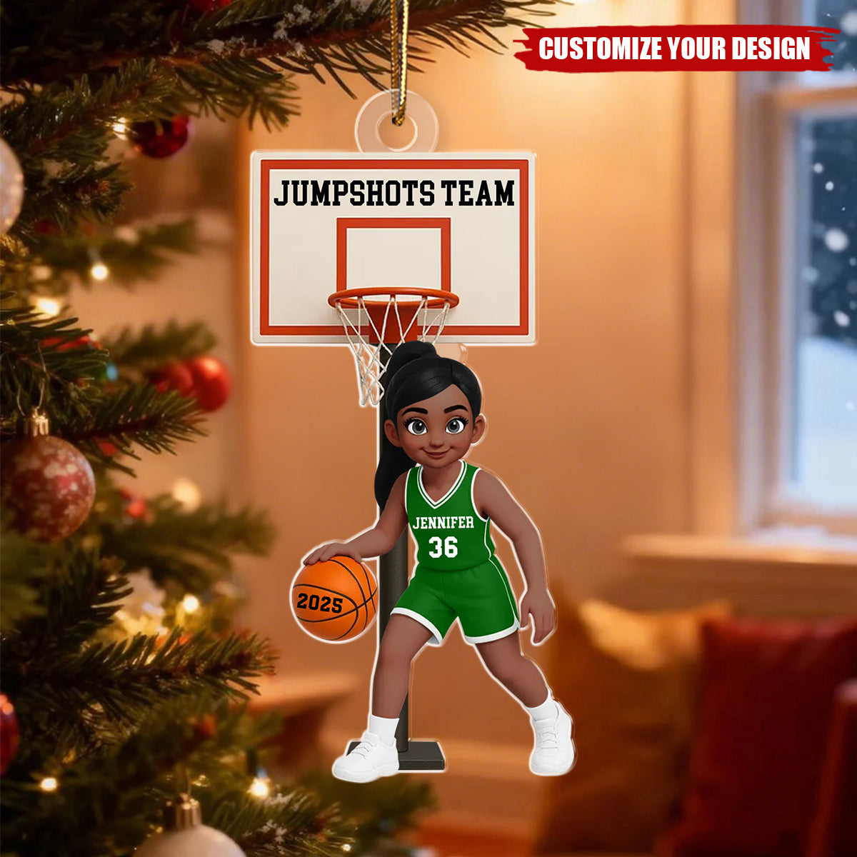 Basketball Girl Playing On Court - Personalized Acrylic Ornament - Christmas Gift For Girls, Daughters, Granddaughters