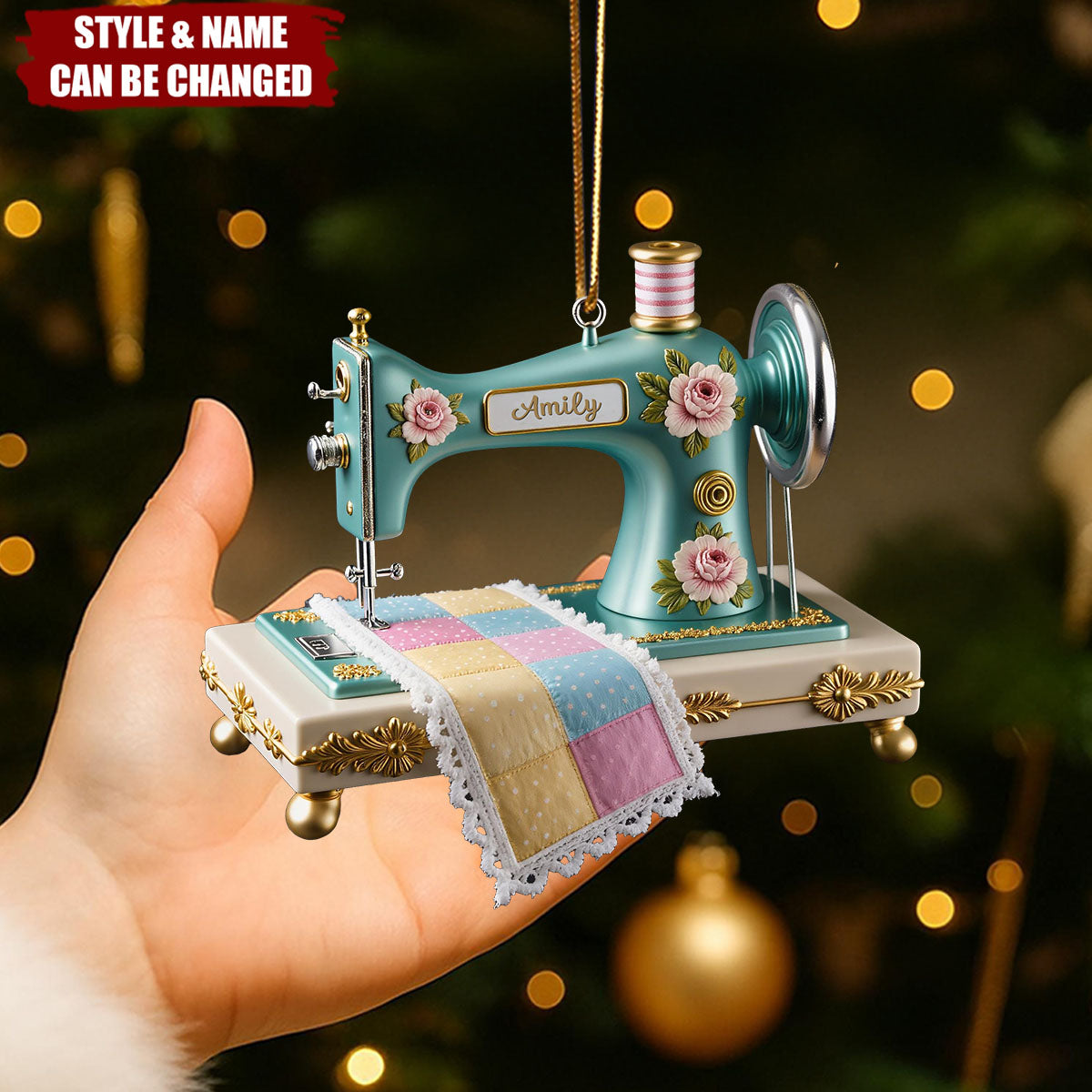 Personalized Sewing Room Machine Quilter Acrylic Ornament - Quilting Studio Seamstress Gift