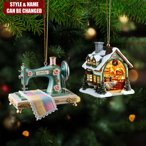 Personalized Sewing Room Machine Quilter Acrylic Ornament - Quilting Studio Seamstress Gift