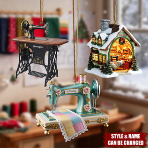 Personalized Sewing Room Machine Quilter Acrylic Ornament - Quilting Studio Seamstress Gift