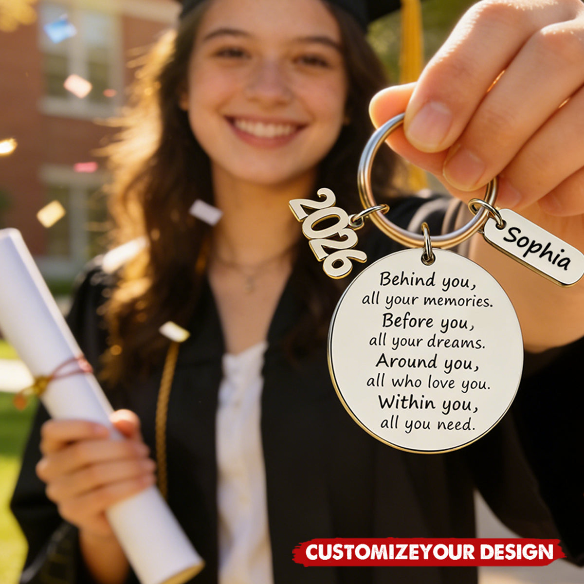 Behind You All Your Memories - Custom Name 2026 Graduation Keychain