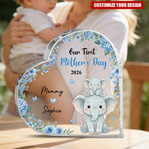 Personalized 1st Mother's Day Cute Parent-Child Animal Heart Acrylic Plaque