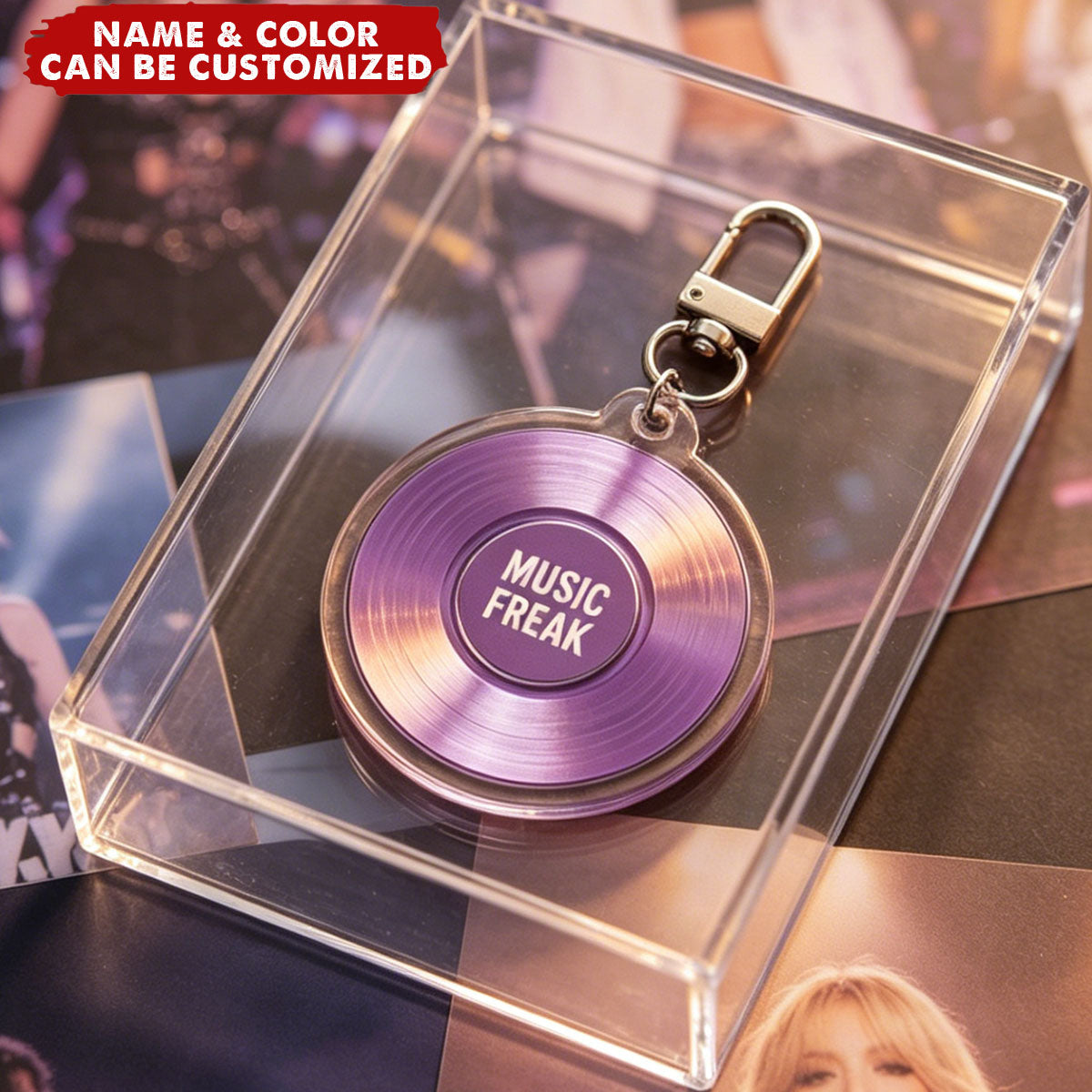 Personalized Tour Vinyl Record Member Name Keychain