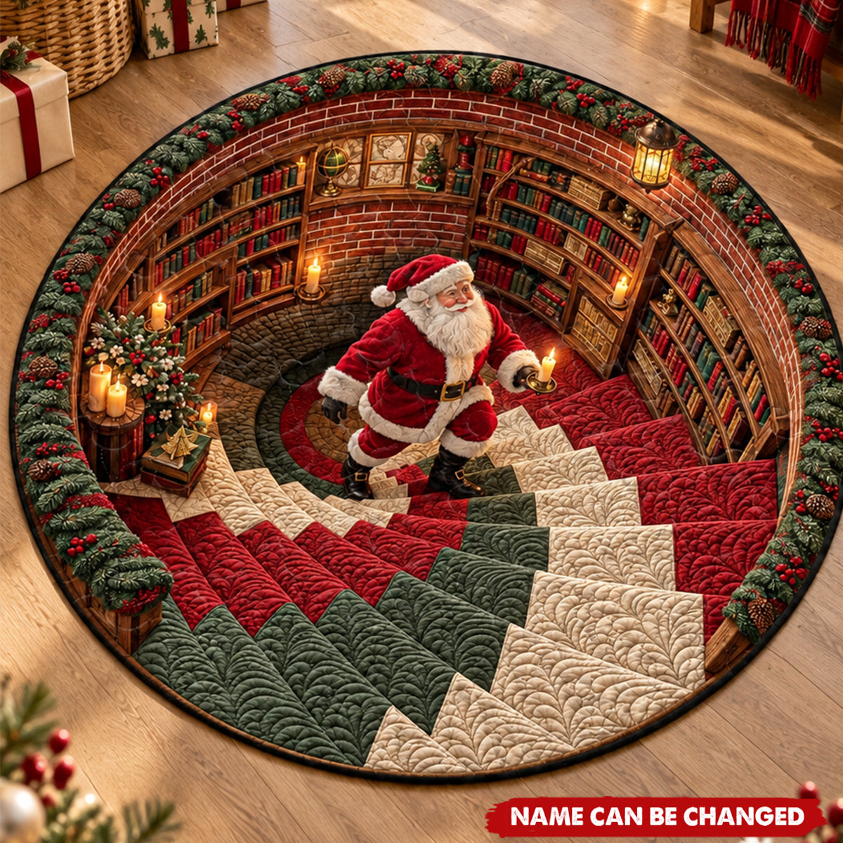 Custom Quilted Round Mat - Personalized Christmas Birthday Gifts For Family