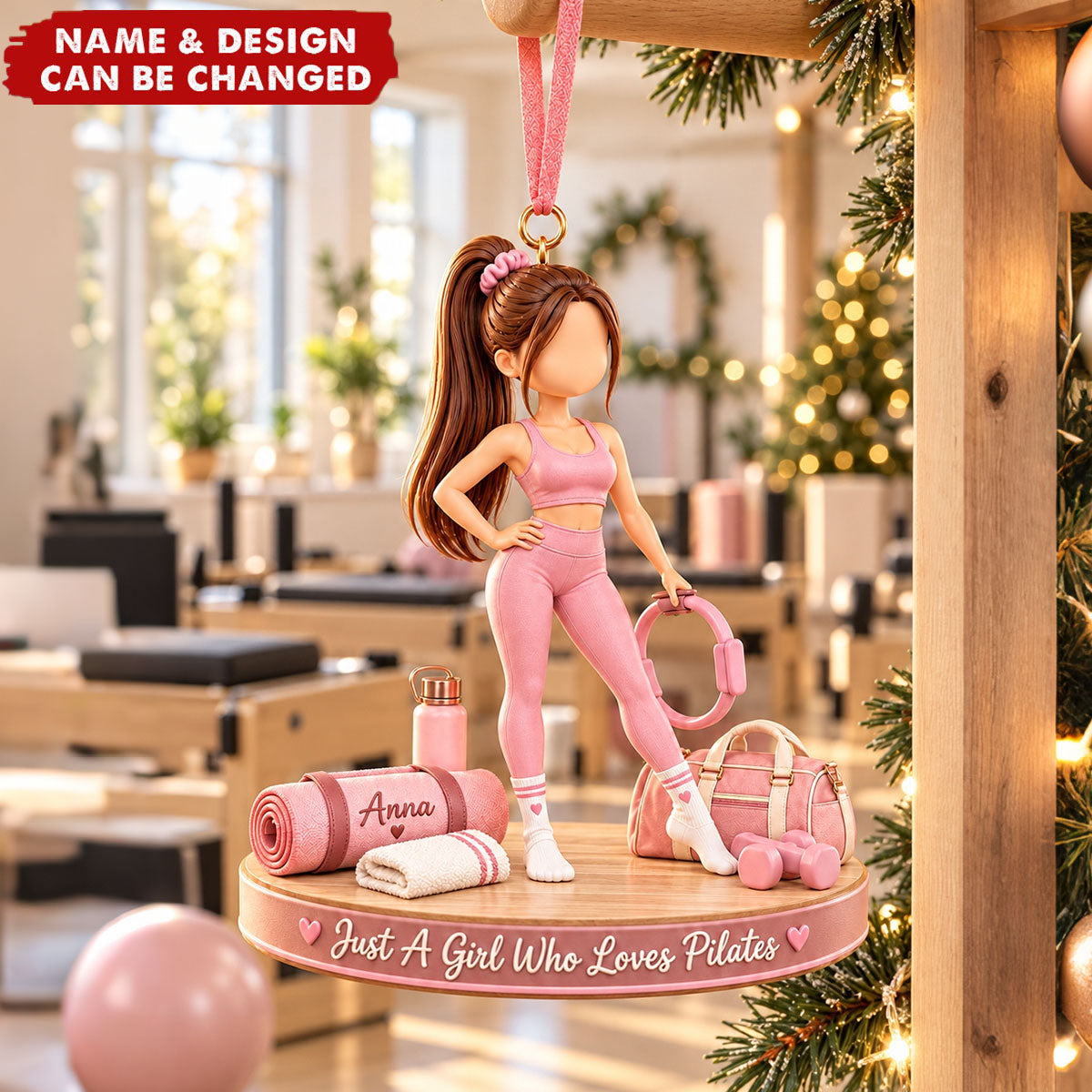 Personalized Pilates Girl Acrylic Ornament - Pilates Lover Gift For Her