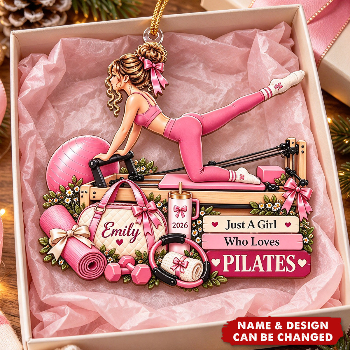 Personalized Christmas Ornament For Girls Who Love Pilates