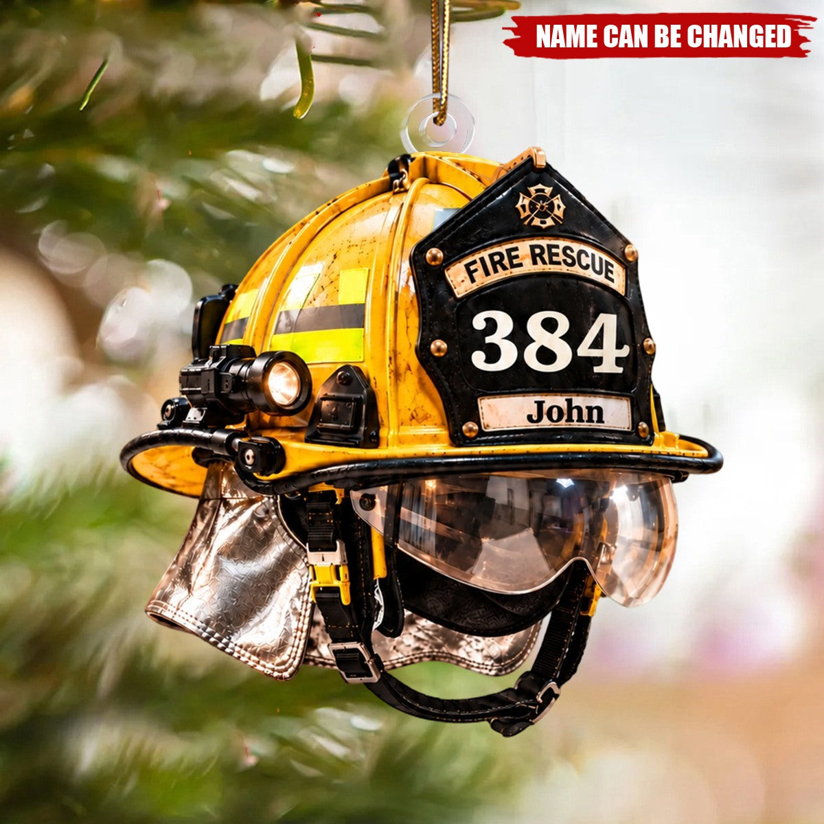 Personalized Firefighter Helmet Christmas Ornament