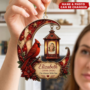 Custom Photo Memorial Christmas ornament, Personalized Cardinal Memorial ornament