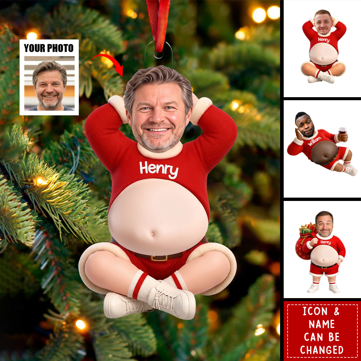 Custom Photo Squishy Ornament - Personalized Christmas Birthday Gifts  - Big Belly Full Of Joy
