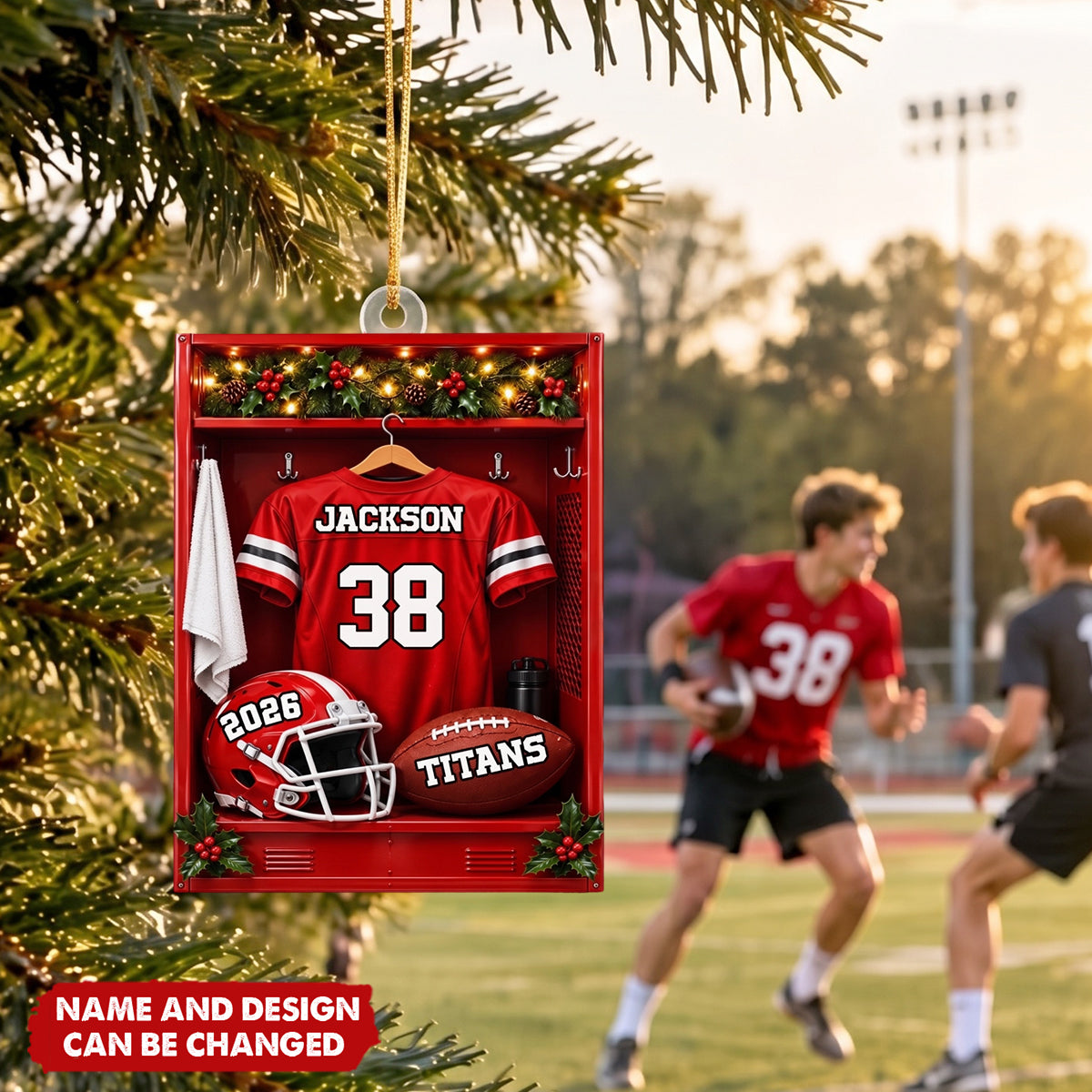 Custom America Football Ornament - Personalized Christmas Birthday Gifts For Football Lovers