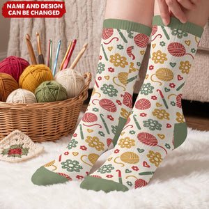 Custom Shhh I'm Crocheting Gifts For Crochet Lovers - Personalized Crew Socks