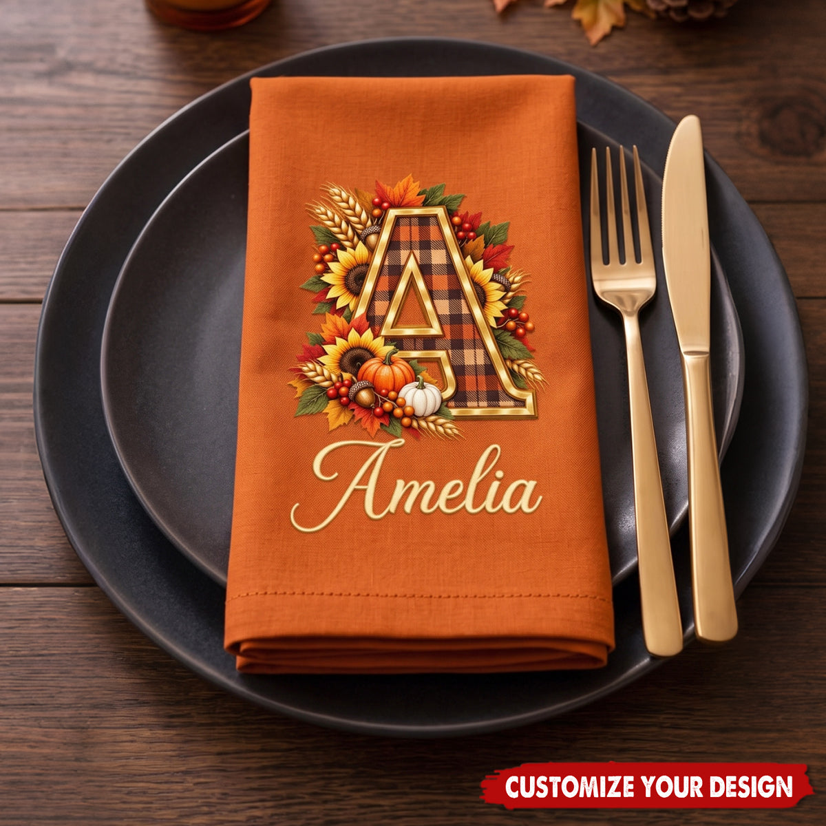 Custom Napkin - Personalized Birthday Gifts - Warm Fall Wishes To All