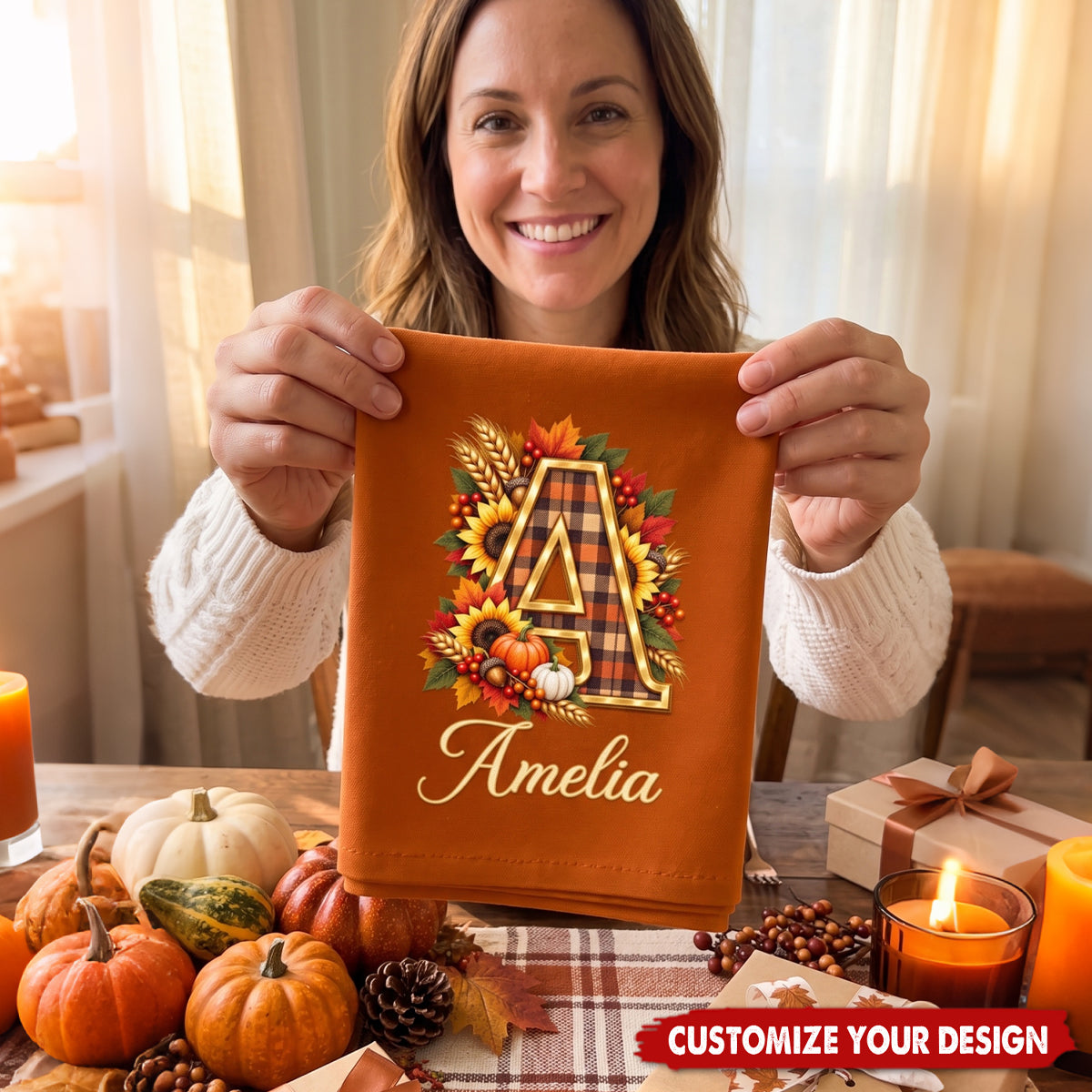 Custom Napkin - Personalized Birthday Gifts - Warm Fall Wishes To All