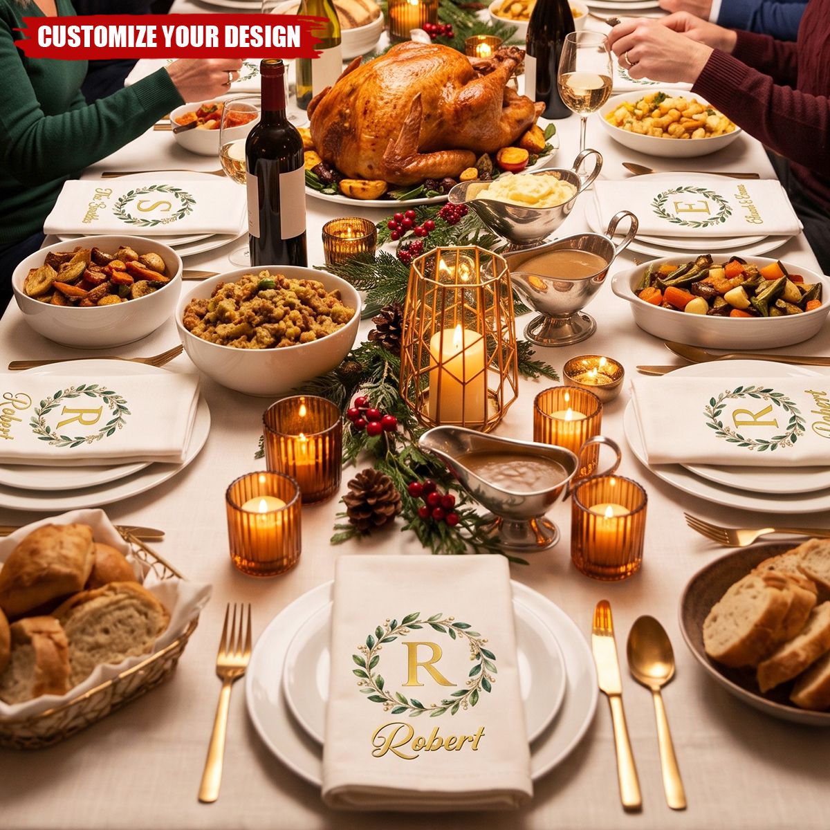 Custom Napkin - Personalized Christmas Birthday Gifts - Holiday Joy Starts Here