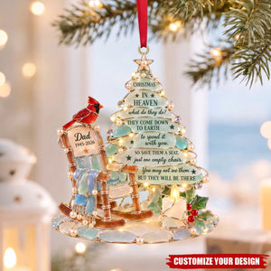 Christmas In Heaven Sea Ornament, Personalized Keepsake To Remember Departed Ones