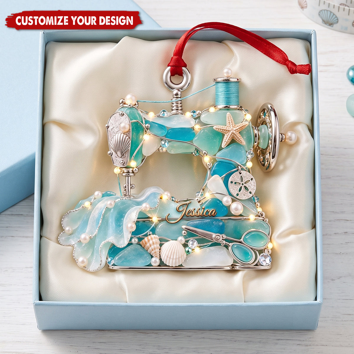 Sewing Maching Seas Ornament, Personalized Gifts For Sewing Lovers