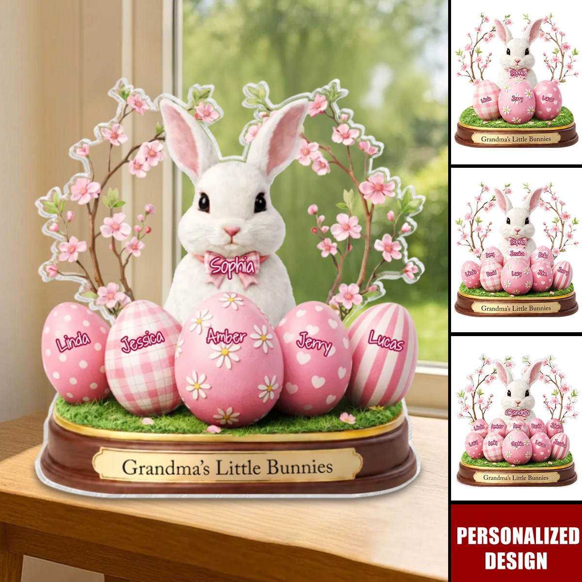 Easter Personalized Acrylic Block Plaque - Grandma's Little Bunnies - Heartfelt Gift For Grandma